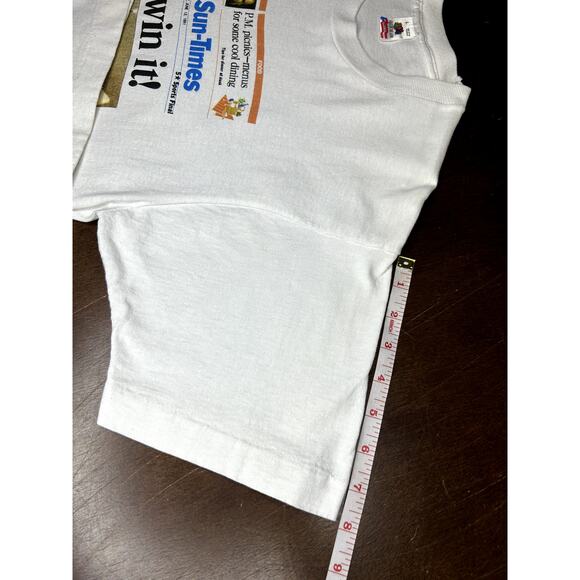 Vintage 90s NBA Championship Chicago Bulls Michael Jordan Newspaper Print Shirt - Picture 9 of 14